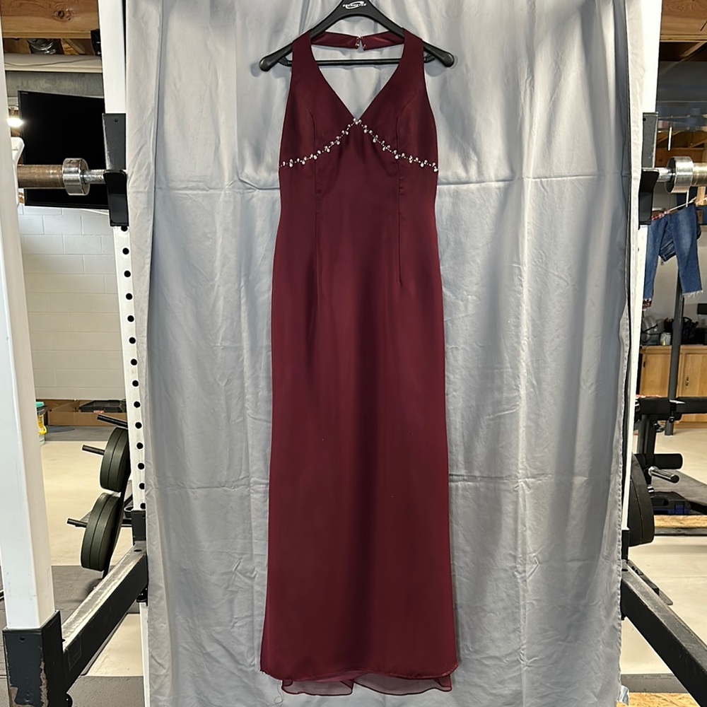 Impressions Red Sequin Halter Cocktail Gown